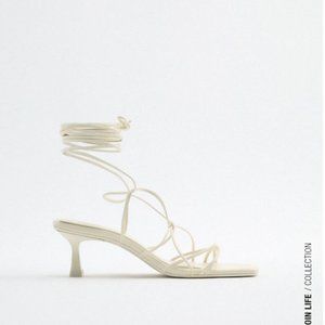 Zara Lace Up White Heels